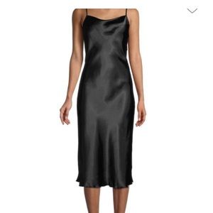 Bebe satin cowl-neck slip midi dress
